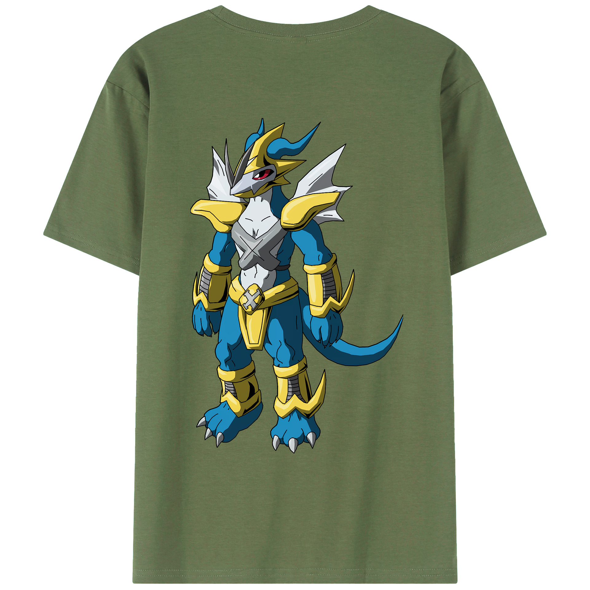 （画像用） Digimon デジタルモンスター/デジモン 綿100％ メンズ半袖Tシャツ（バックプリント） 通気性
